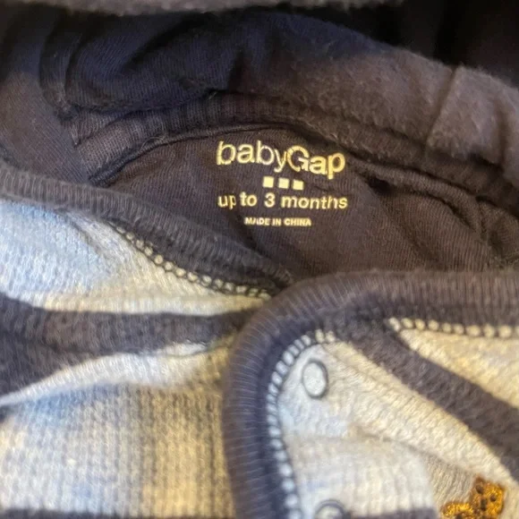 GAP Navy and Gray Striped Kids Footie - Picture 3 of 3